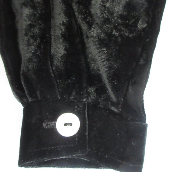Earth Song Women's Black Crushed Velvet Rayon Duster Longline Jacket Large Y2K - Picture 9 of 11